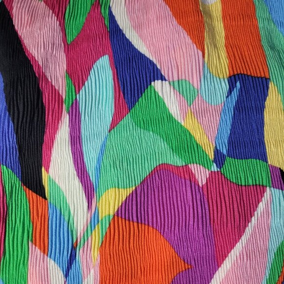 Ninety Clothing Sleeveless Pleated Tie Back Blouse Multi-Color Small - Picture 5 of 9